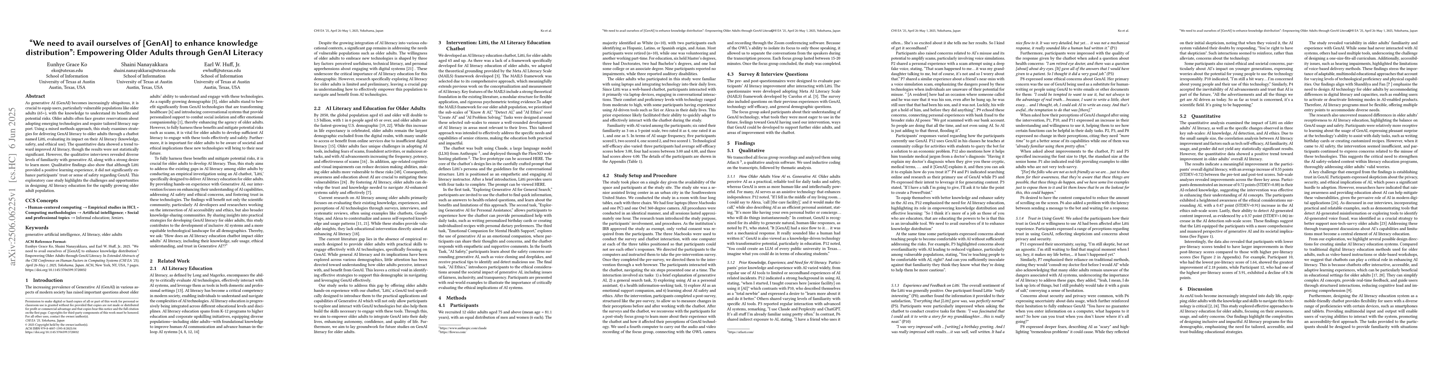 Thumbnail for "We need to avail ourselves of GenAI to enhance knowledge distribution":
  Empowering Older Adults through GenAI Literacy