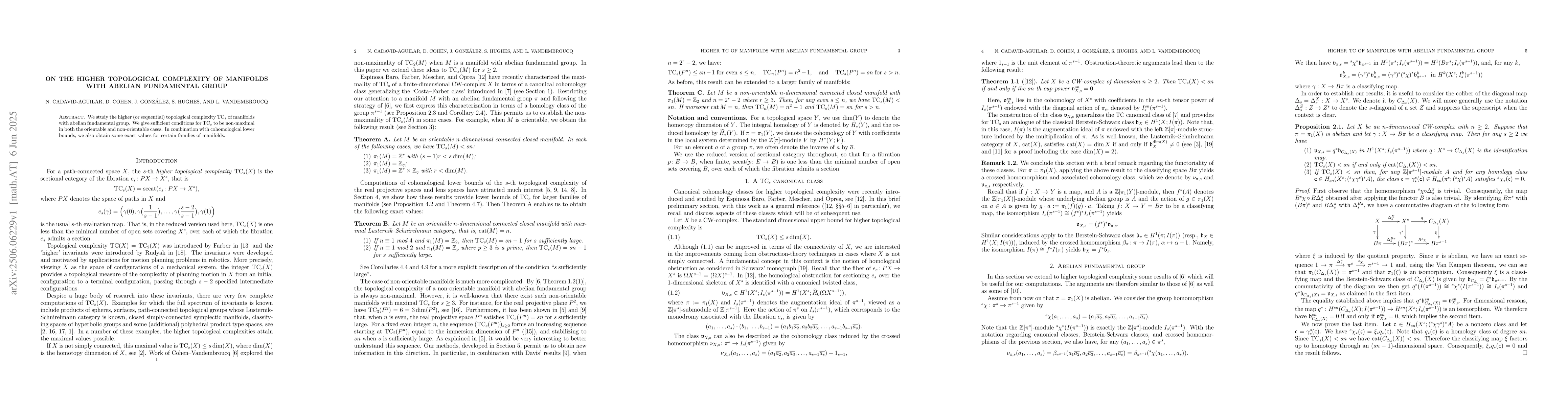 Thumbnail for On the higher topological complexity of manifolds with abelian
  fundamental group