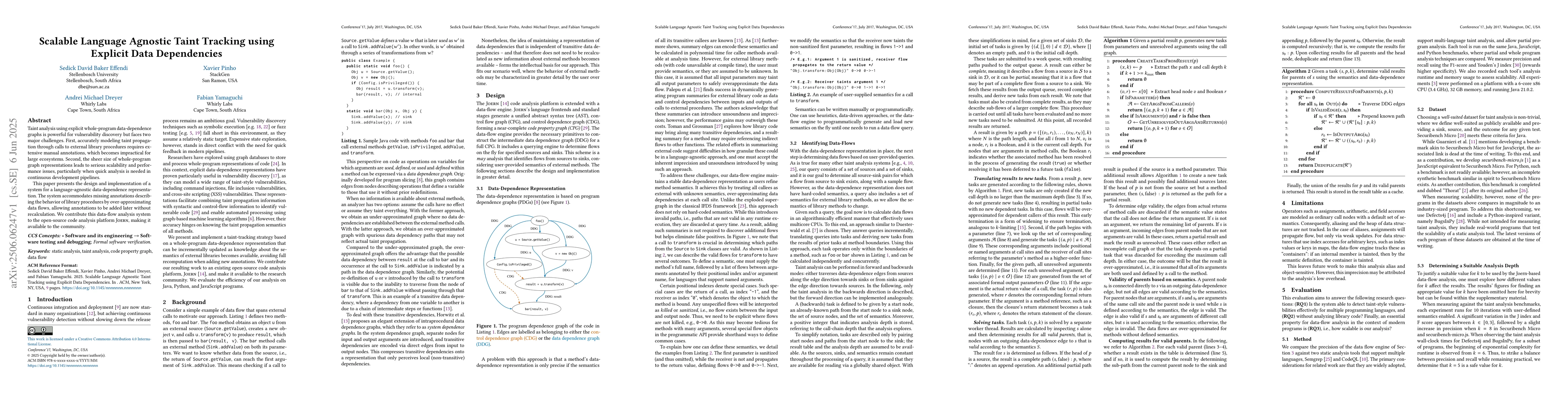 Thumbnail for Scalable Language Agnostic Taint Tracking using Explicit Data
  Dependencies