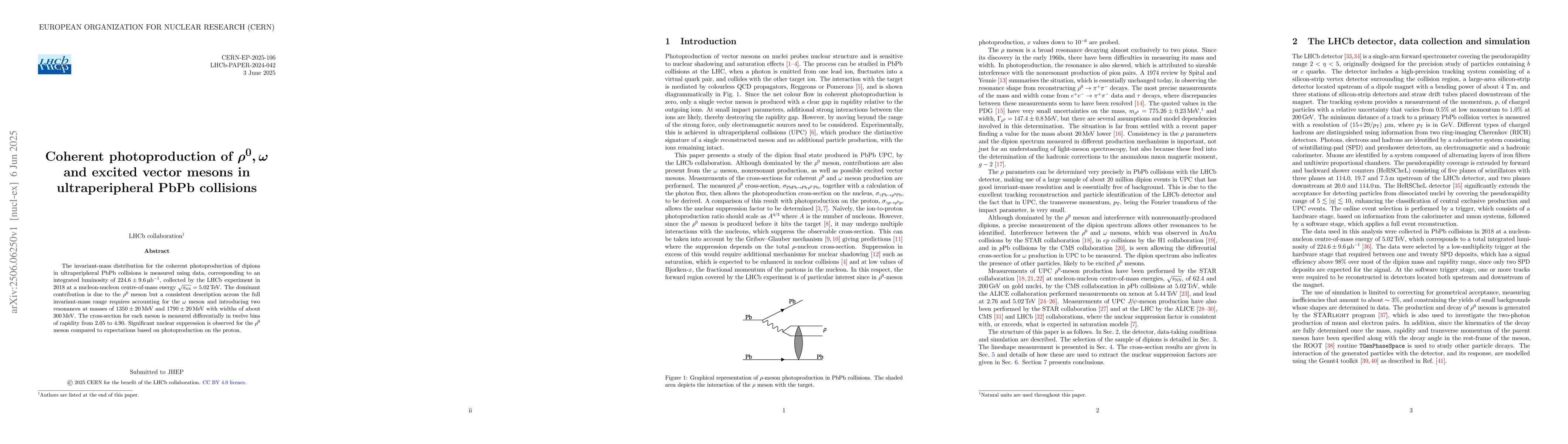 Thumbnail for Coherent photoproduction of $ρ^0, ω$ and excited vector mesons
  in ultraperipheral PbPb collisions