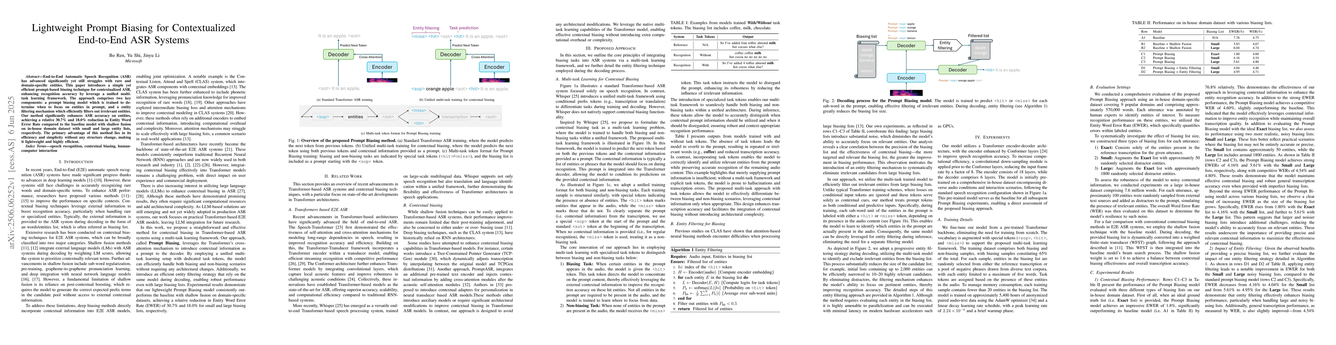 Thumbnail for Lightweight Prompt Biasing for Contextualized End-to-End ASR Systems