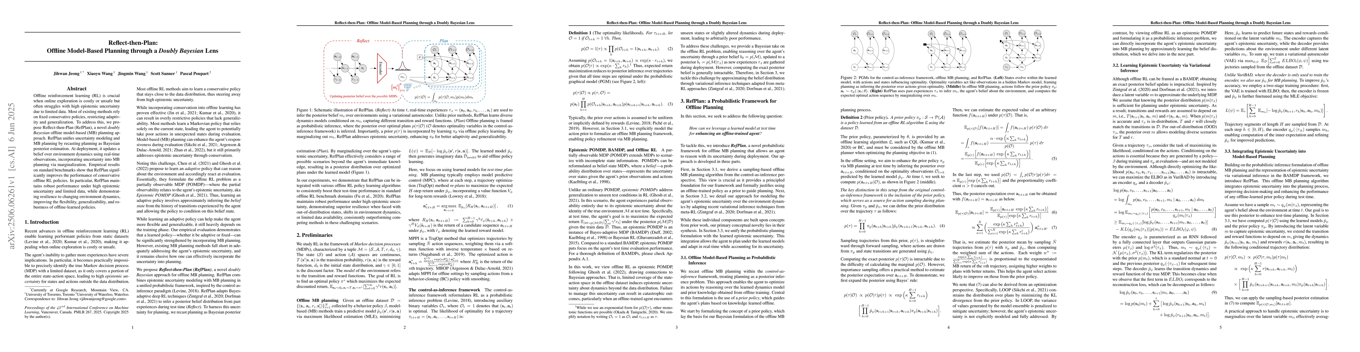 Thumbnail for Reflect-then-Plan: Offline Model-Based Planning through a Doubly
  Bayesian Lens