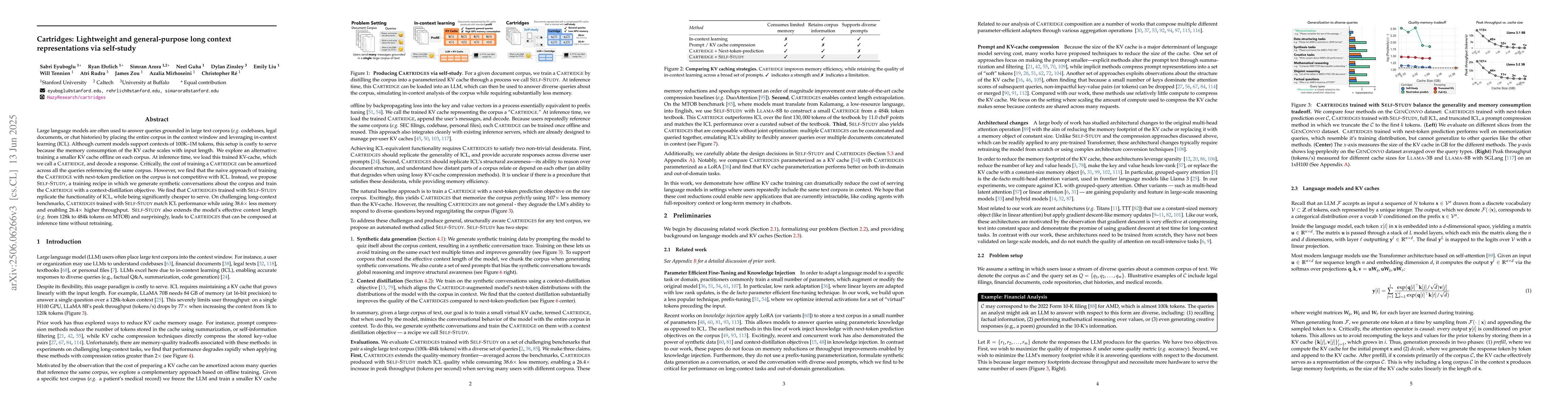 Thumbnail for Cartridges: Lightweight and general-purpose long context representations
  via self-study