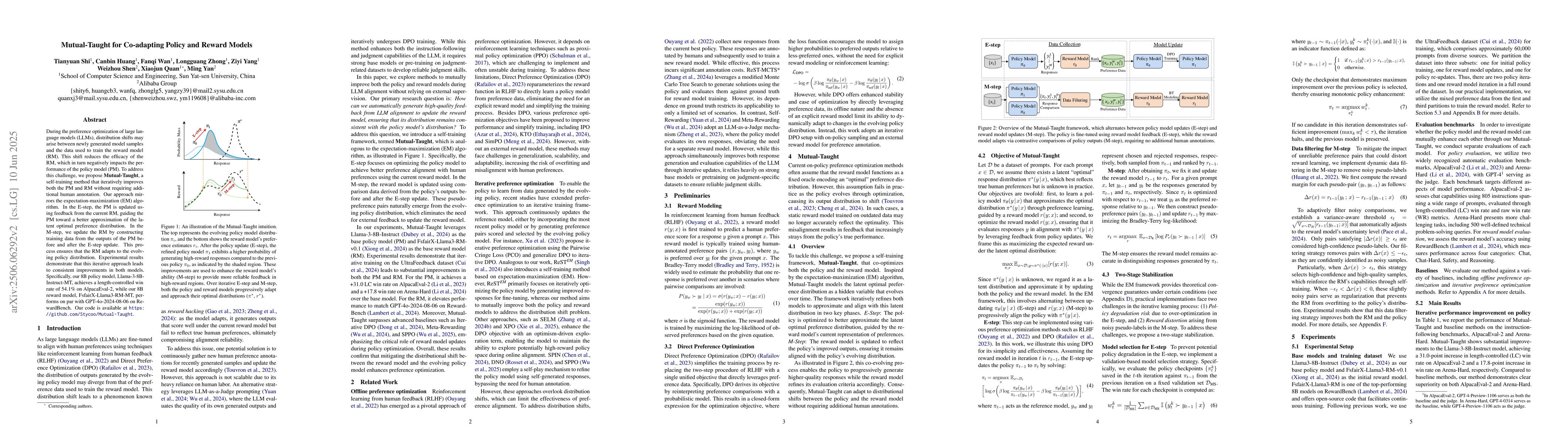 Thumbnail for Mutual-Taught for Co-adapting Policy and Reward Models