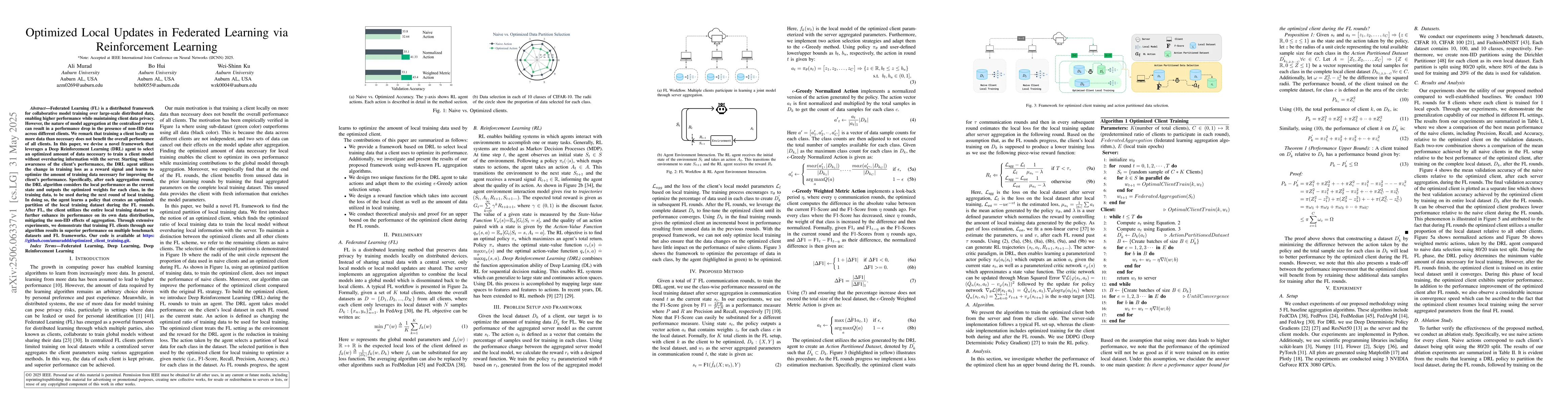 Thumbnail for Optimized Local Updates in Federated Learning via Reinforcement Learning