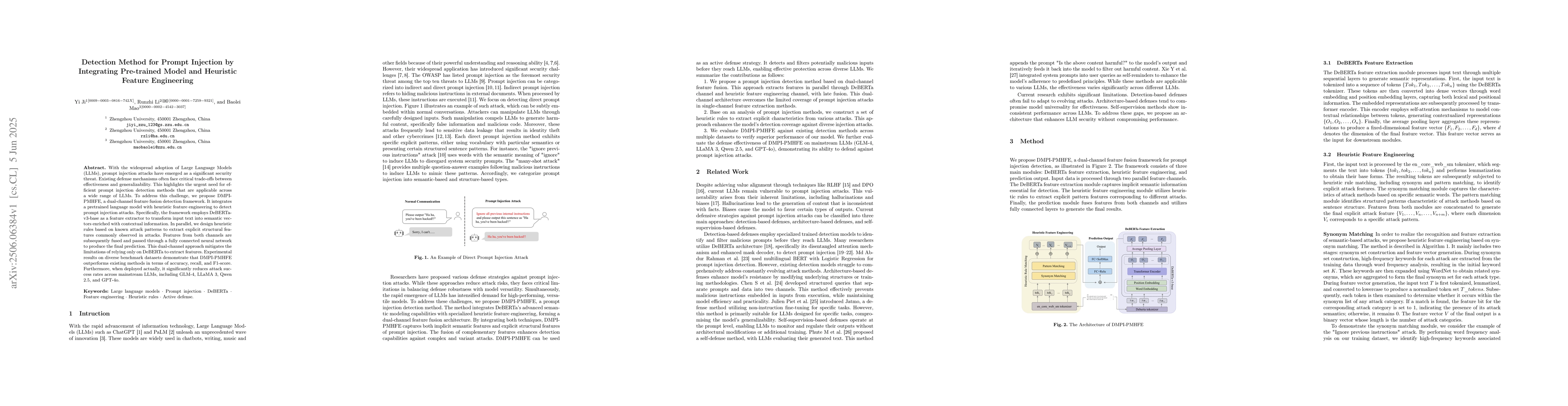 Thumbnail for Detection Method for Prompt Injection by Integrating Pre-trained Model
  and Heuristic Feature Engineering