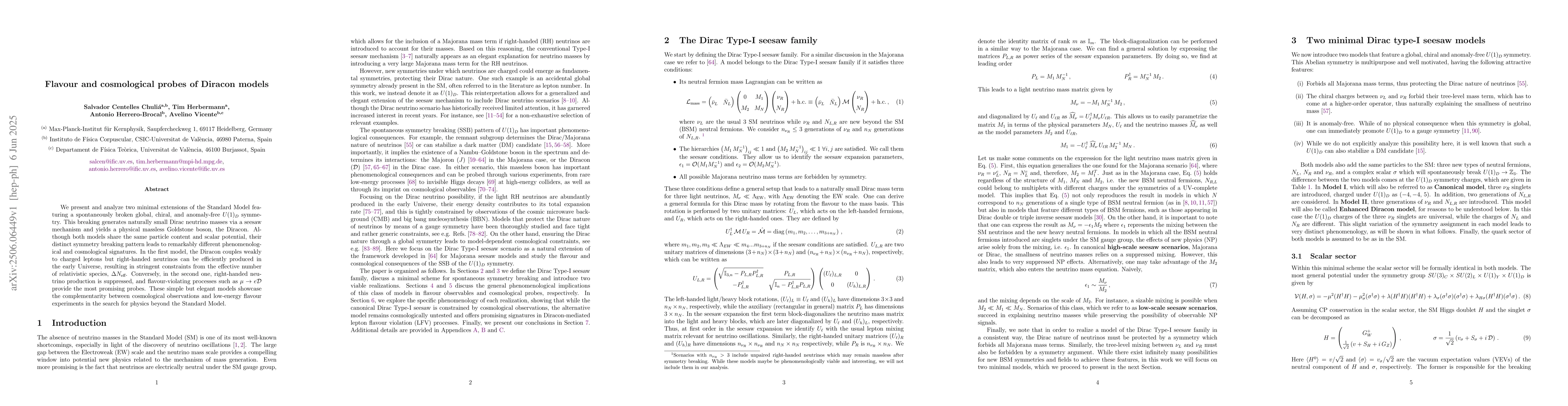 Thumbnail for Flavour and cosmological probes of Diracon models