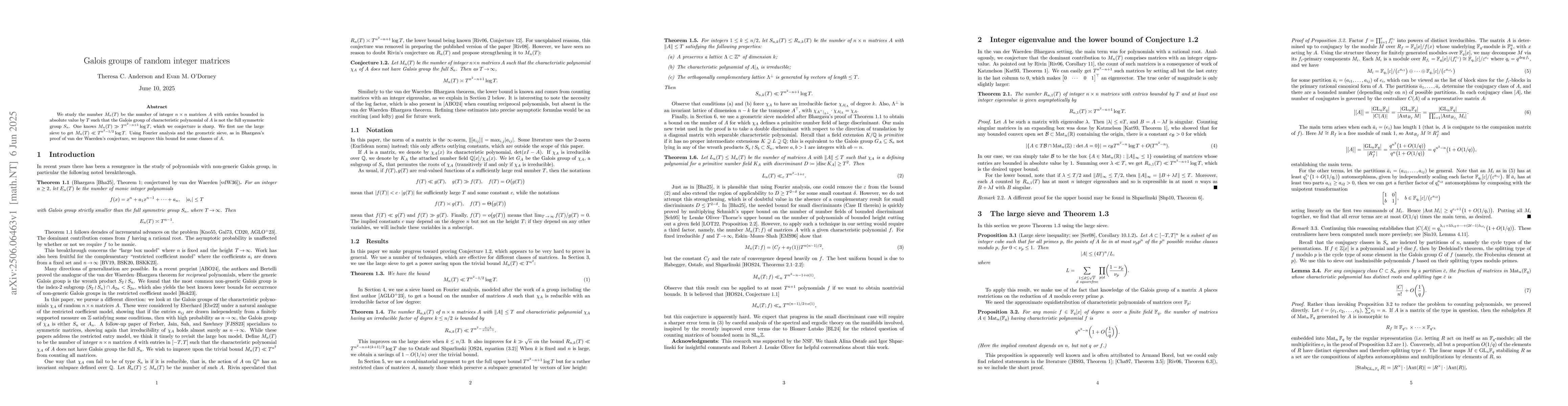 Thumbnail for Galois groups of random integer matrices