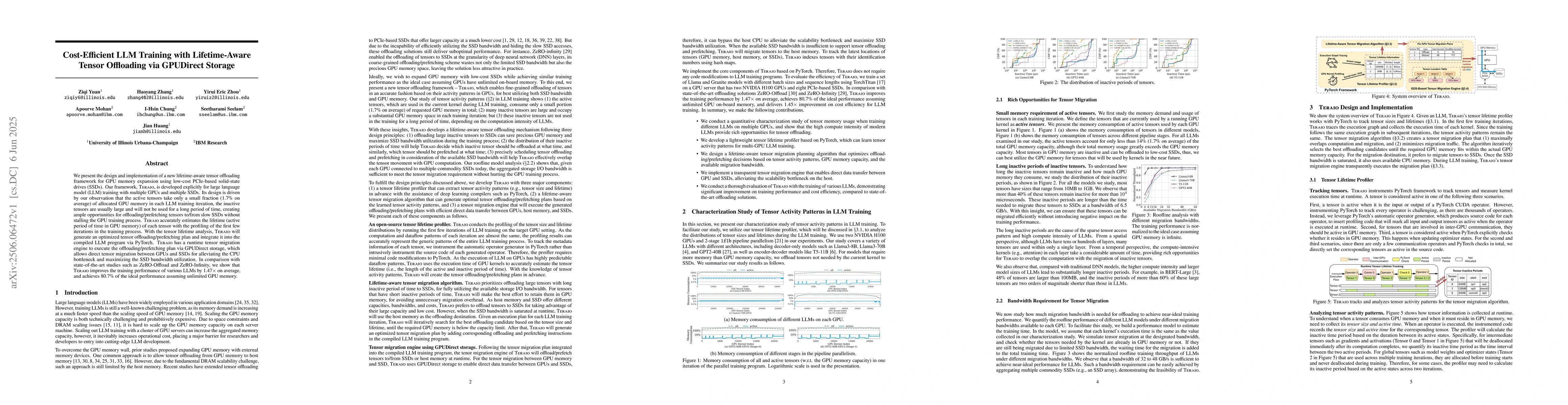 Thumbnail for Cost-Efficient LLM Training with Lifetime-Aware Tensor Offloading via
  GPUDirect Storage