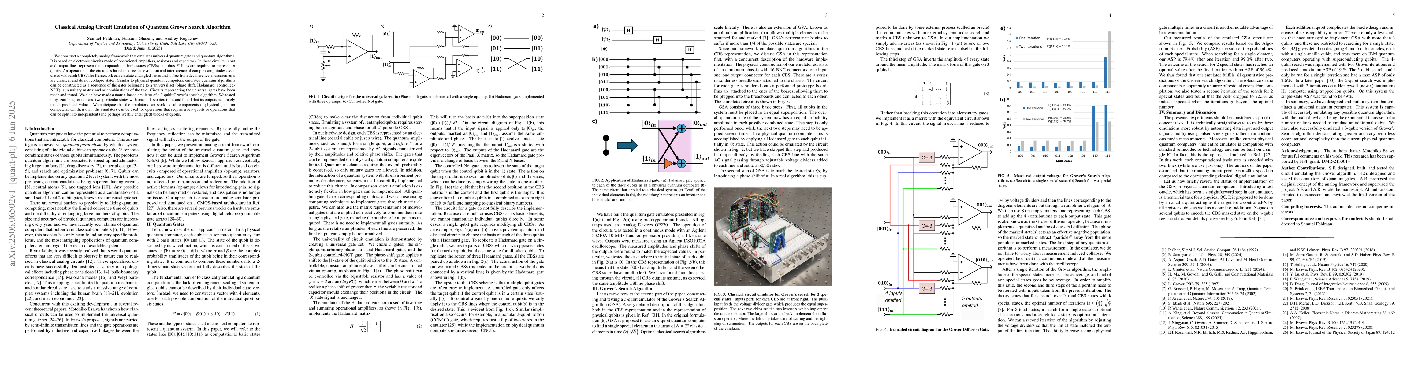 Thumbnail for Classical analog circuit emulation of quantum Grover search algorithm
