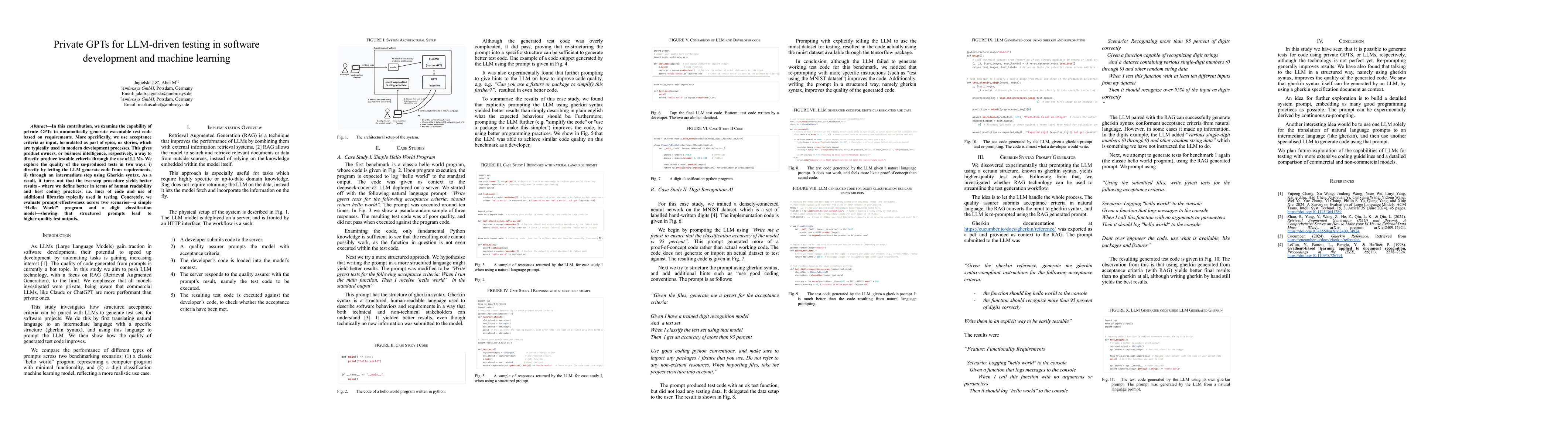 Thumbnail for Private GPTs for LLM-driven testing in software development and machine
  learning
