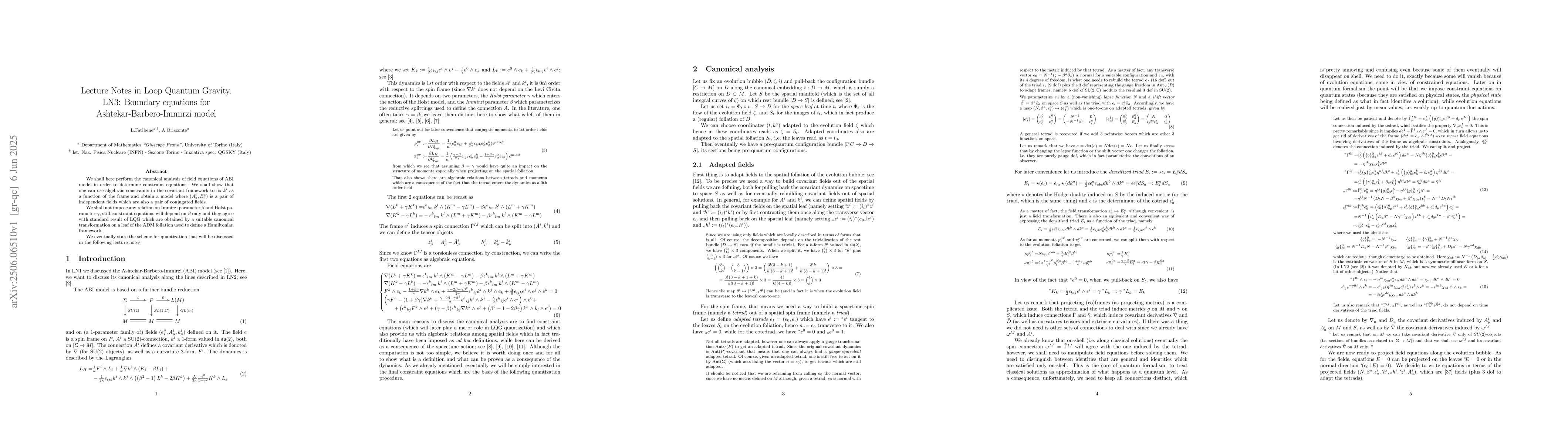 Thumbnail for Lecture Notes in Loop Quantum Gravity. LN3: Boundary equations for
  Ashtekar-Barbero-Immirzi model