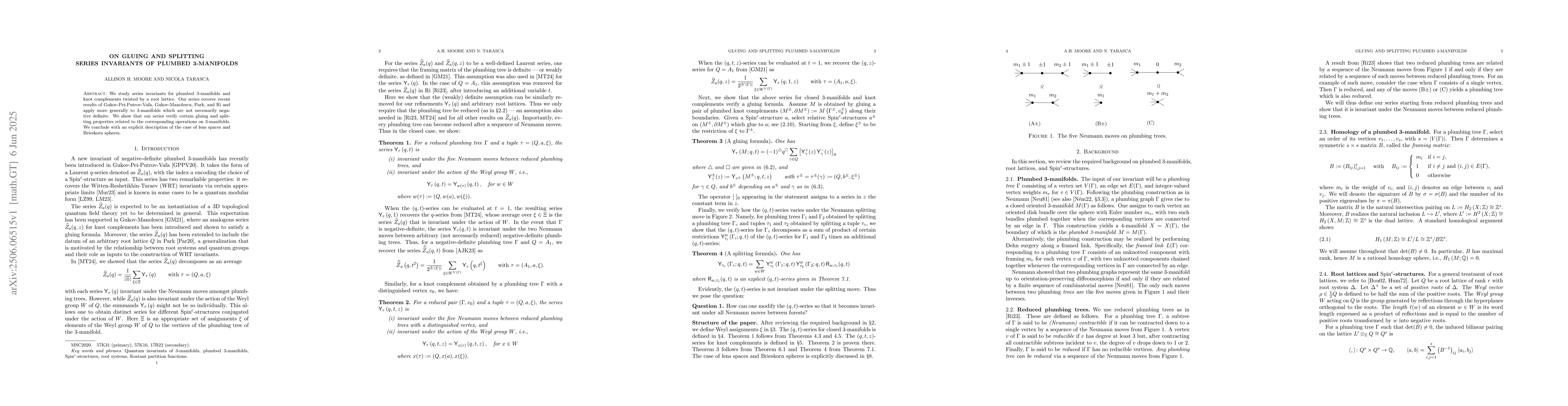 Thumbnail for On gluing and splitting series invariants of plumbed 3-manifolds