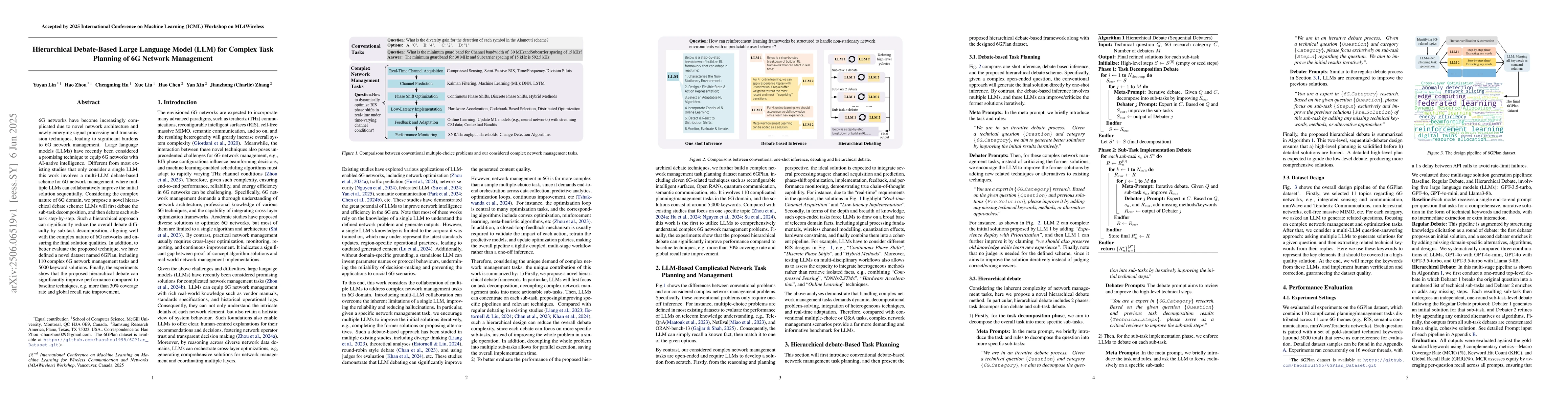 Thumbnail for Hierarchical Debate-Based Large Language Model (LLM) for Complex Task
  Planning of 6G Network Management