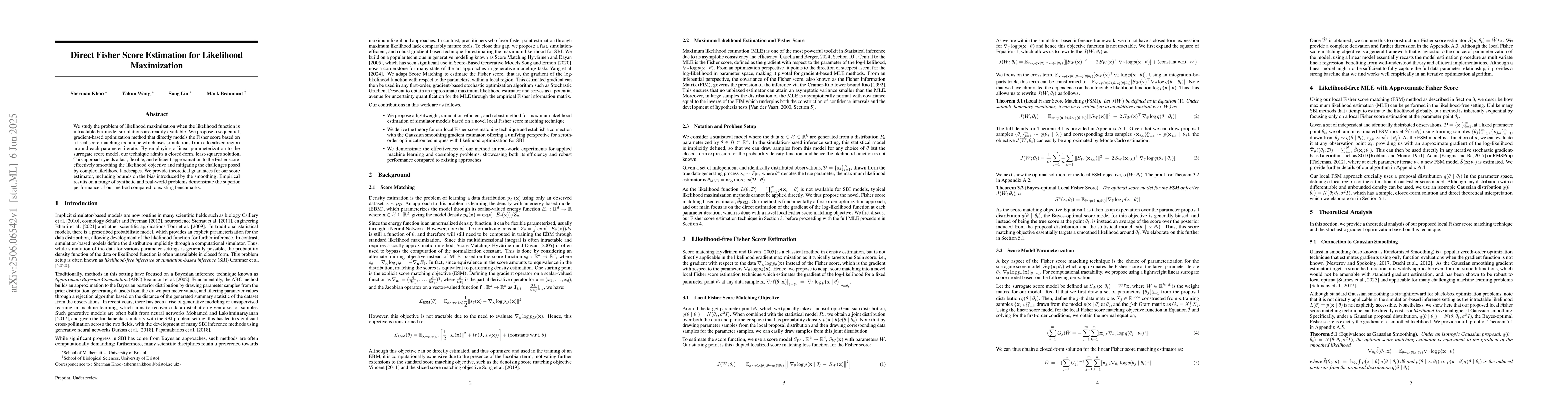 Thumbnail for Direct Fisher Score Estimation for Likelihood Maximization