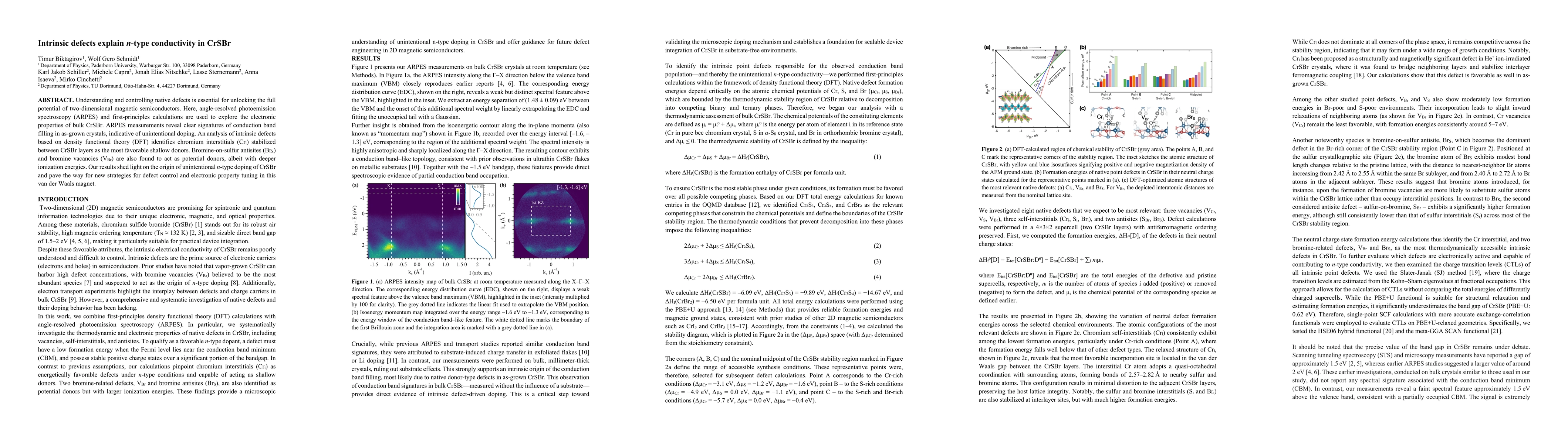 Thumbnail for Intrinsic defects explain n-type conductivity in CrSBr