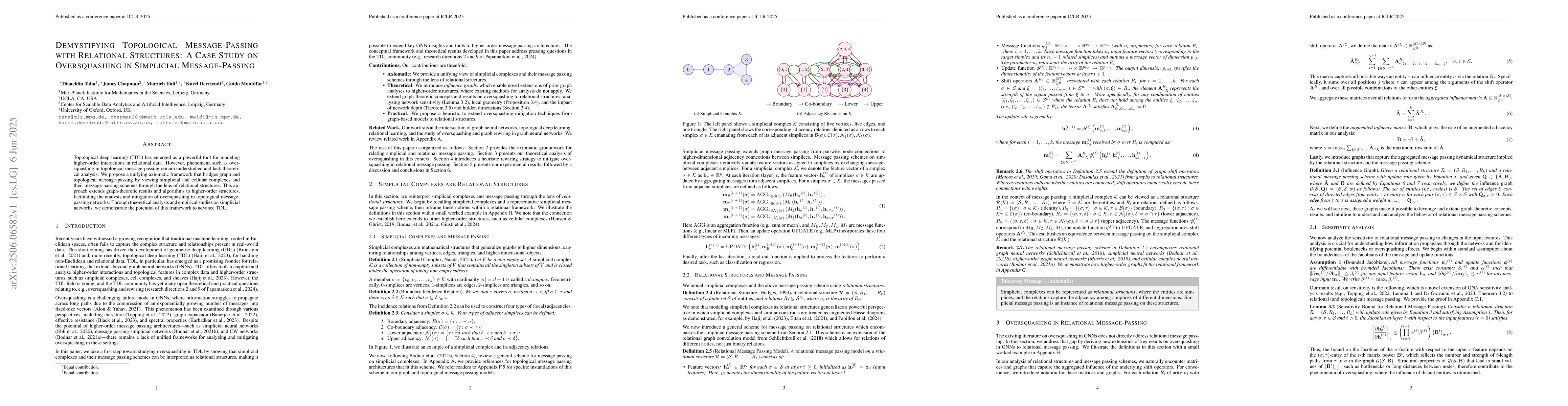 Thumbnail for Demystifying Topological Message-Passing with Relational Structures: A
  Case Study on Oversquashing in Simplicial Message-Passing
