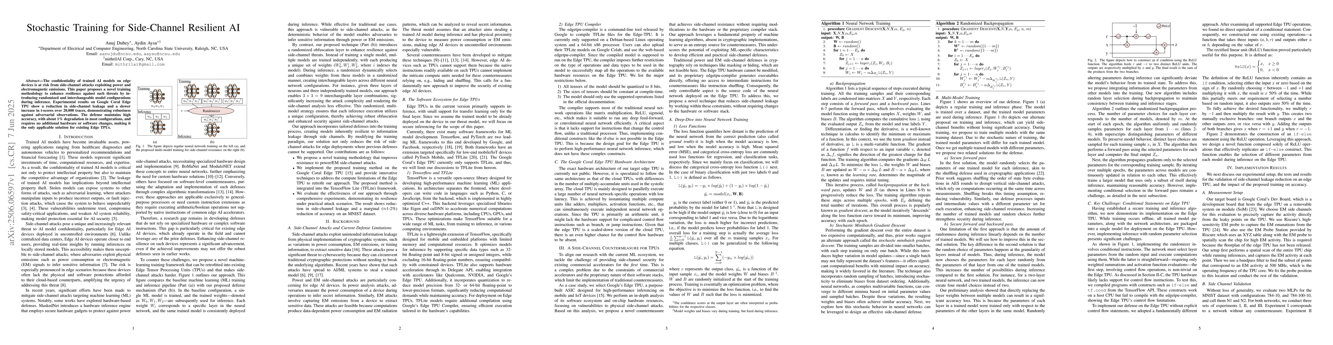Thumbnail for Stochastic Training for Side-Channel Resilient AI