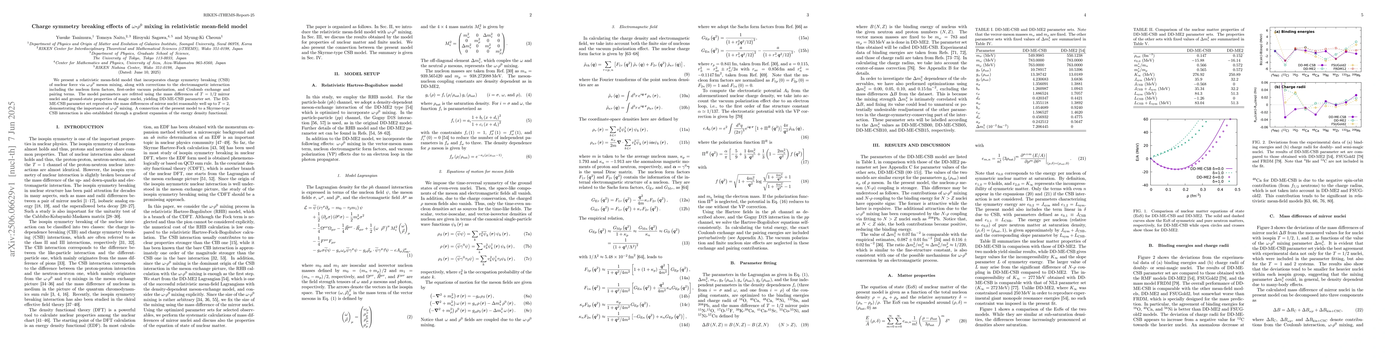 Thumbnail for Charge symmetry breaking effects of $ω$-$ρ^0$ mixing in
  relativistic mean-field model