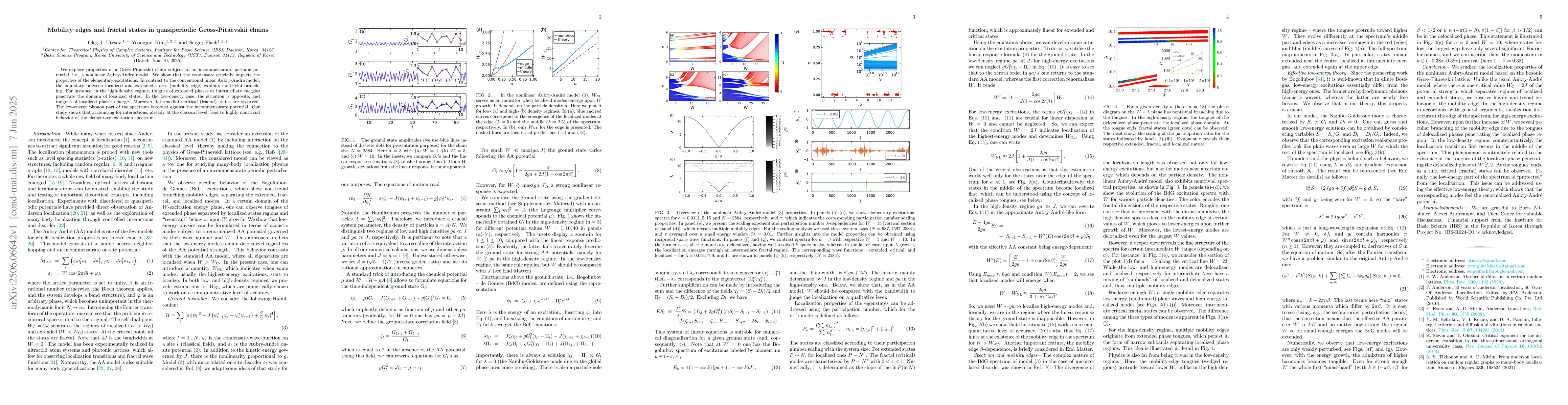 Thumbnail for Mobility edges and fractal states in quasiperiodic Gross-Pitaevskii
  chains