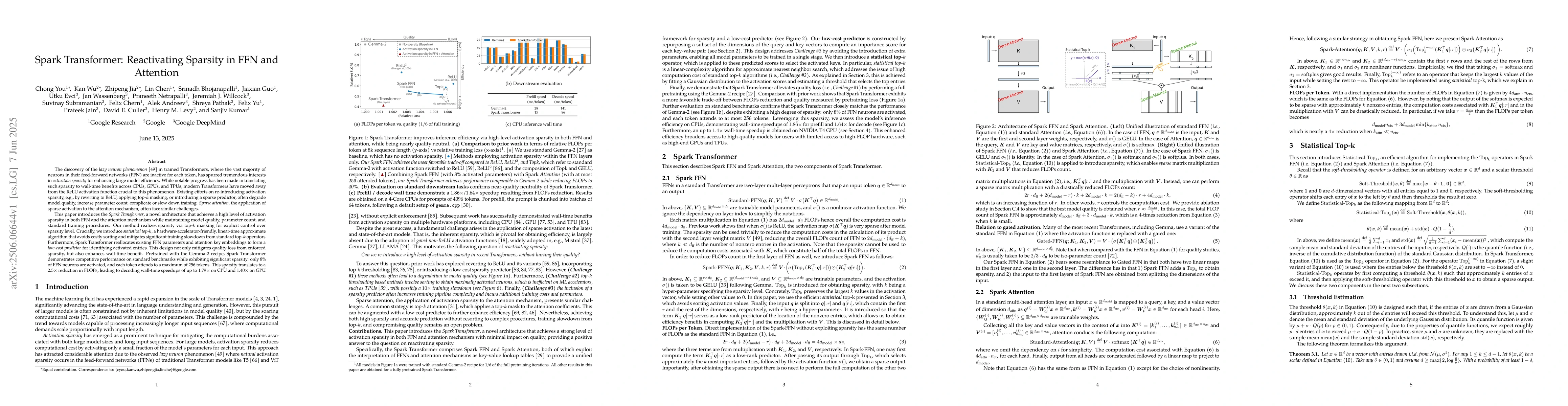 Thumbnail for Spark Transformer: Reactivating Sparsity in FFN and Attention