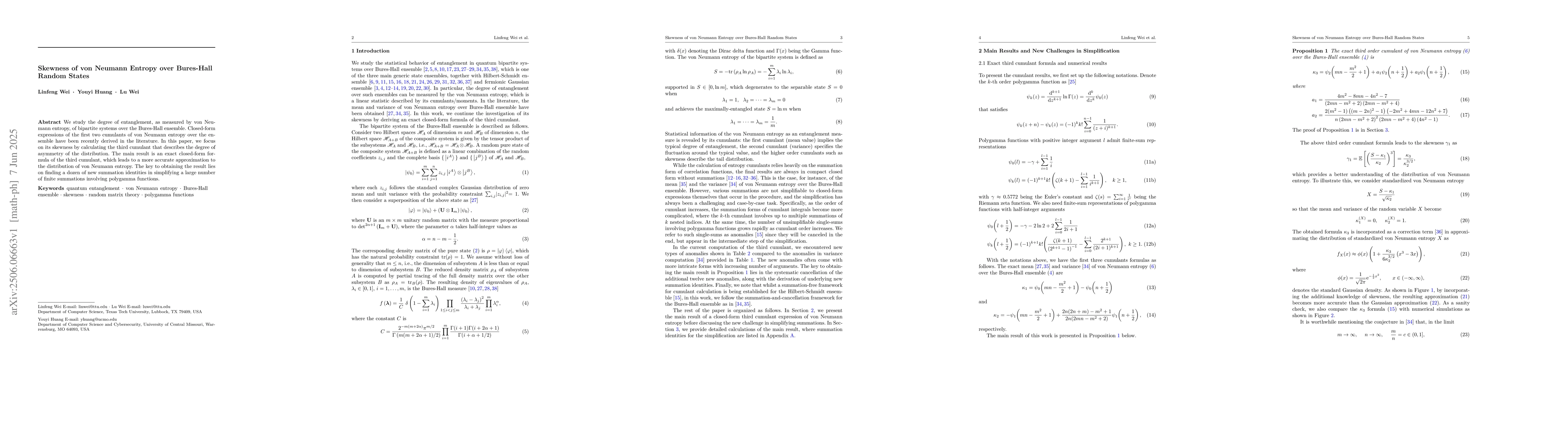 Thumbnail for Skewness of von Neumann entropy over Bures-Hall random states