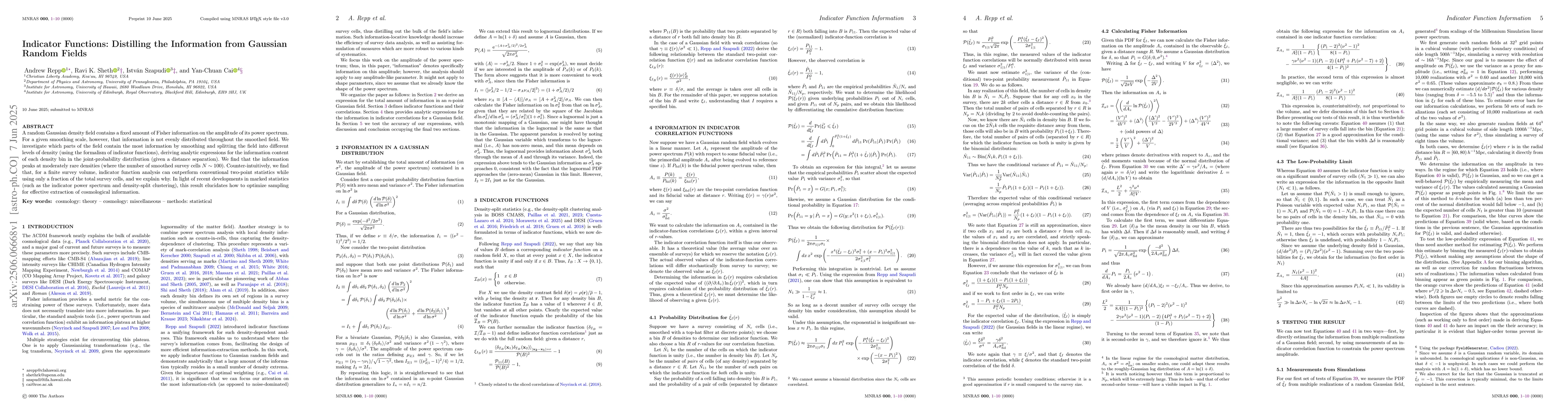 Thumbnail for Indicator Functions: Distilling the Information from Gaussian Random
  Fields