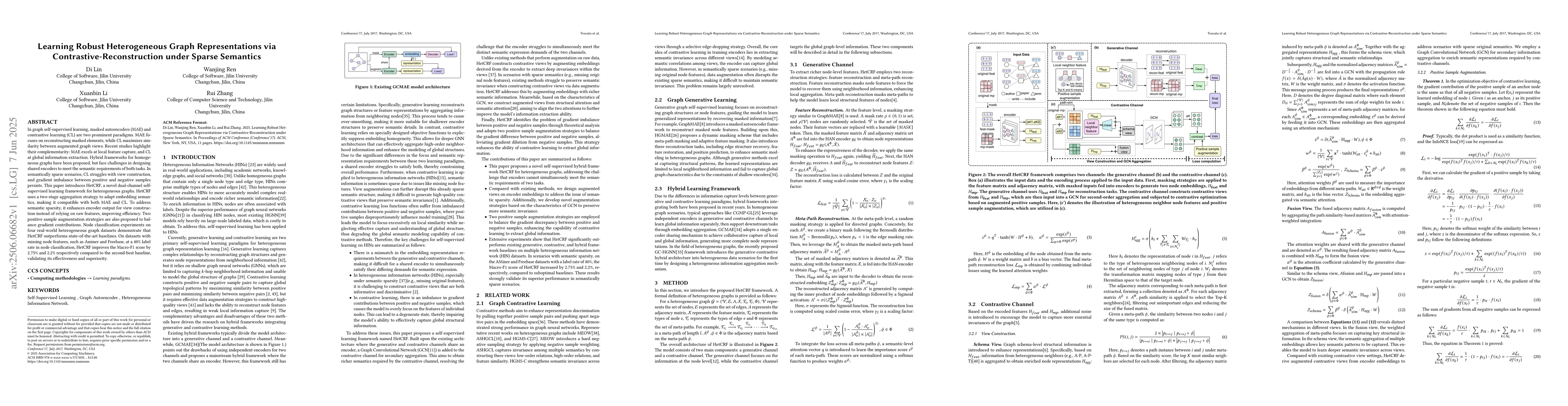 Thumbnail for Learning Robust Heterogeneous Graph Representations via
  Contrastive-Reconstruction under Sparse Semantics
