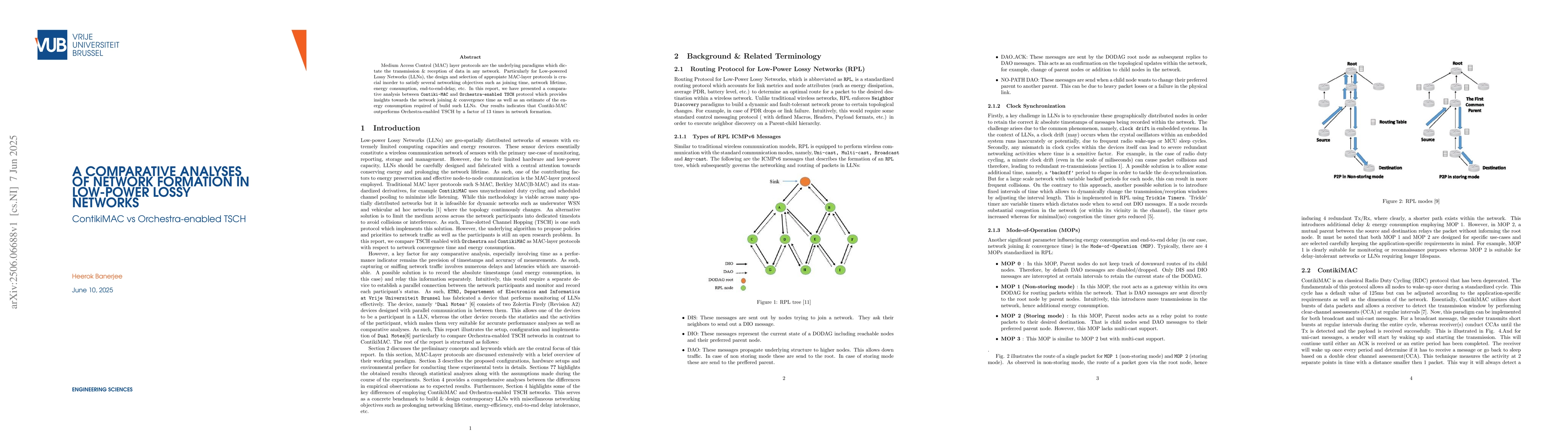 Thumbnail for A Comparative Analyses Of Network Formation In Low-power Lossy Networks:
  ContikiMAC vs Orchestra-enabled TSCH