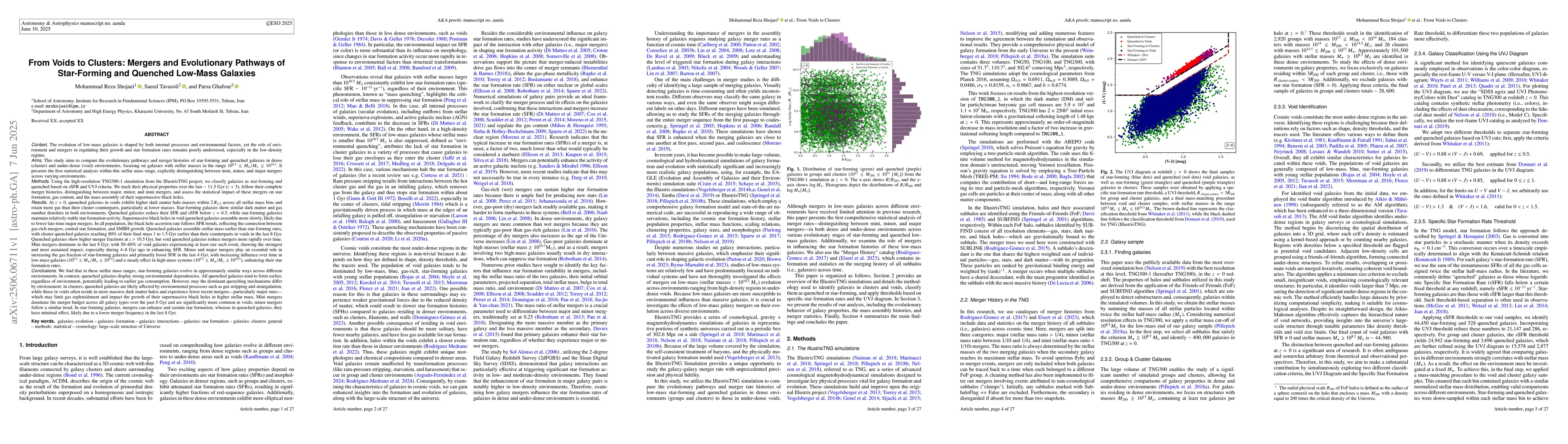 Thumbnail for From Voids to Clusters: Mergers and Evolutionary Pathways of
  Star-Forming and Quenched Low-Mass Galaxies