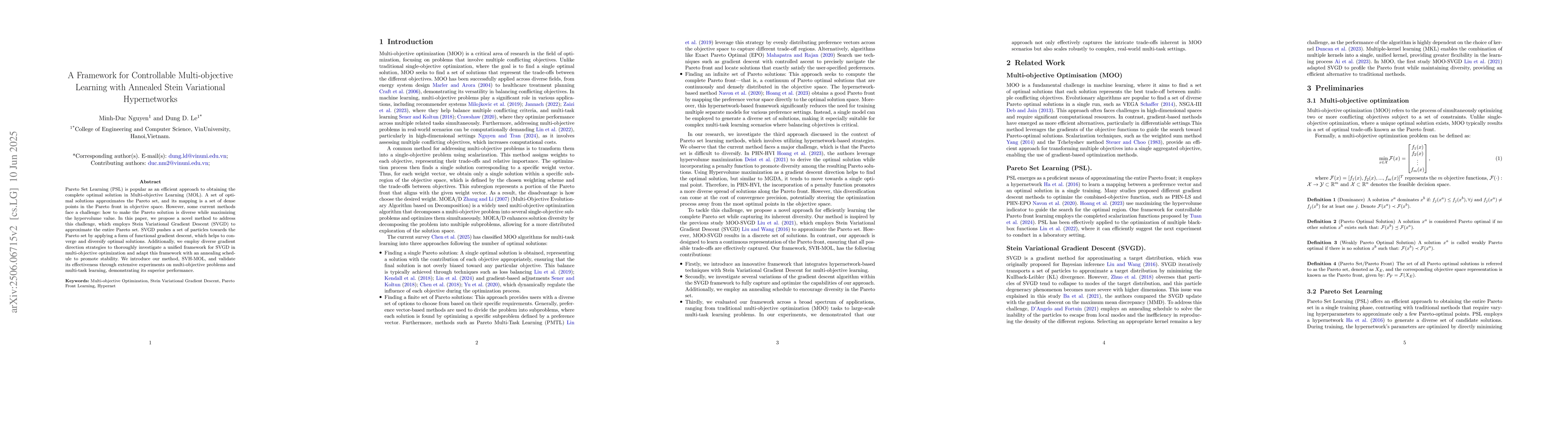 Thumbnail for A Framework for Controllable Multi-objective Learning with Annealed
  Stein Variational Hypernetworks