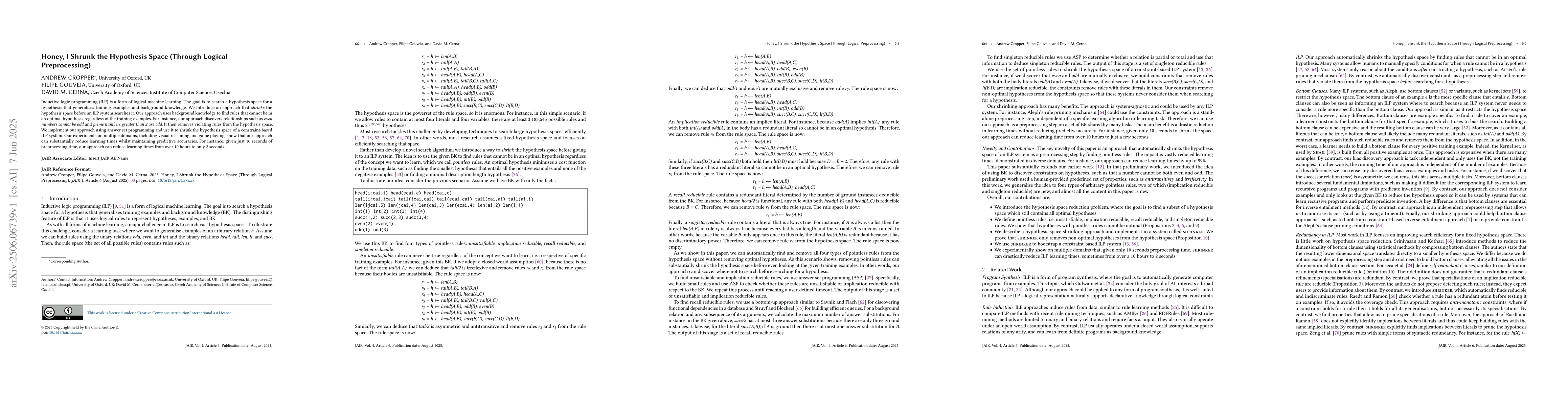 Thumbnail for Honey, I shrunk the hypothesis space (through logical preprocessing)
