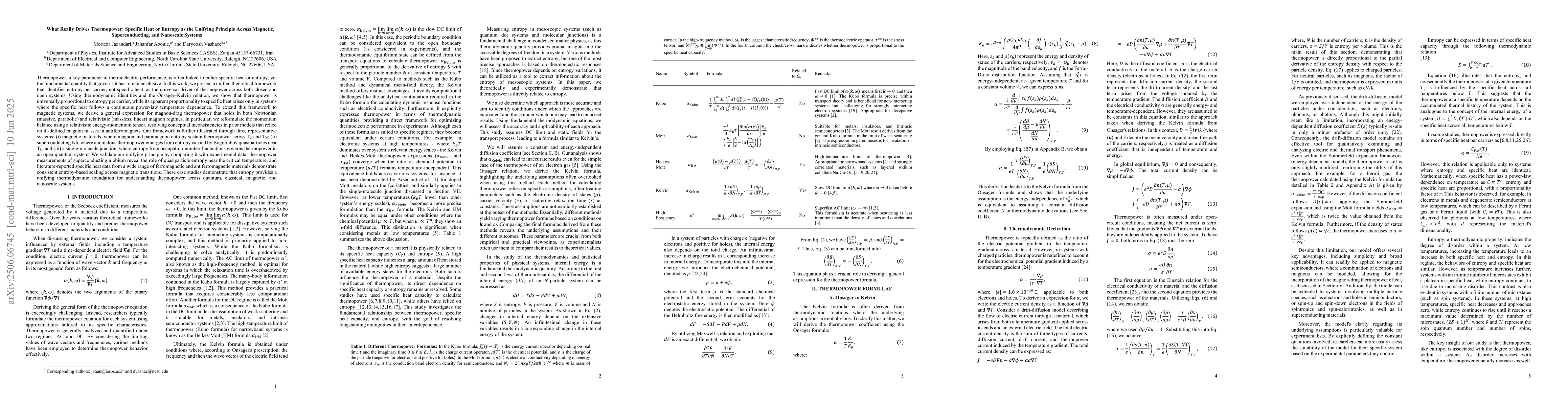 Thumbnail for What Really Drives Thermopower: Specific Heat or Entropy as the Unifying
  Principle Across Magnetic, Superconducting, and Nanoscale Systems