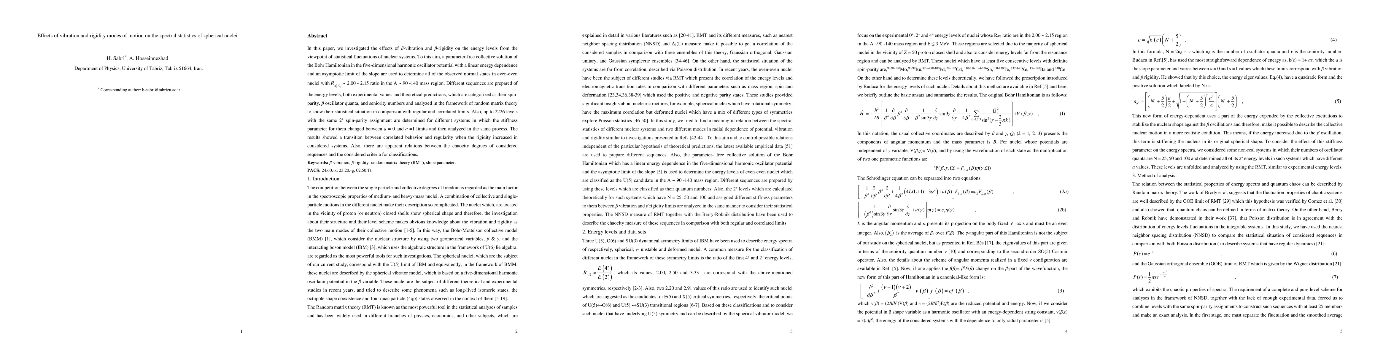 Thumbnail for Effects of vibration and rigidity modes of motion on the spectral
  statistics of spherical nuclei