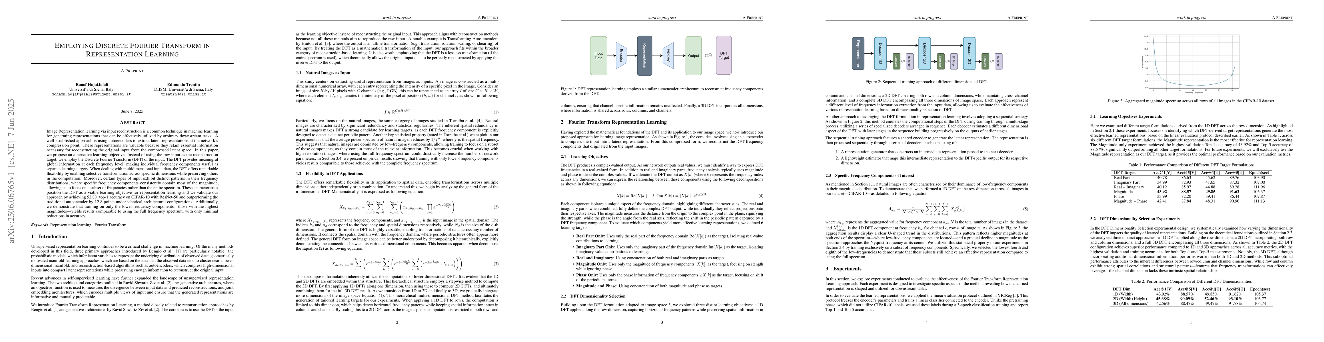 Thumbnail for Employing Discrete Fourier Transform in Representational Learning