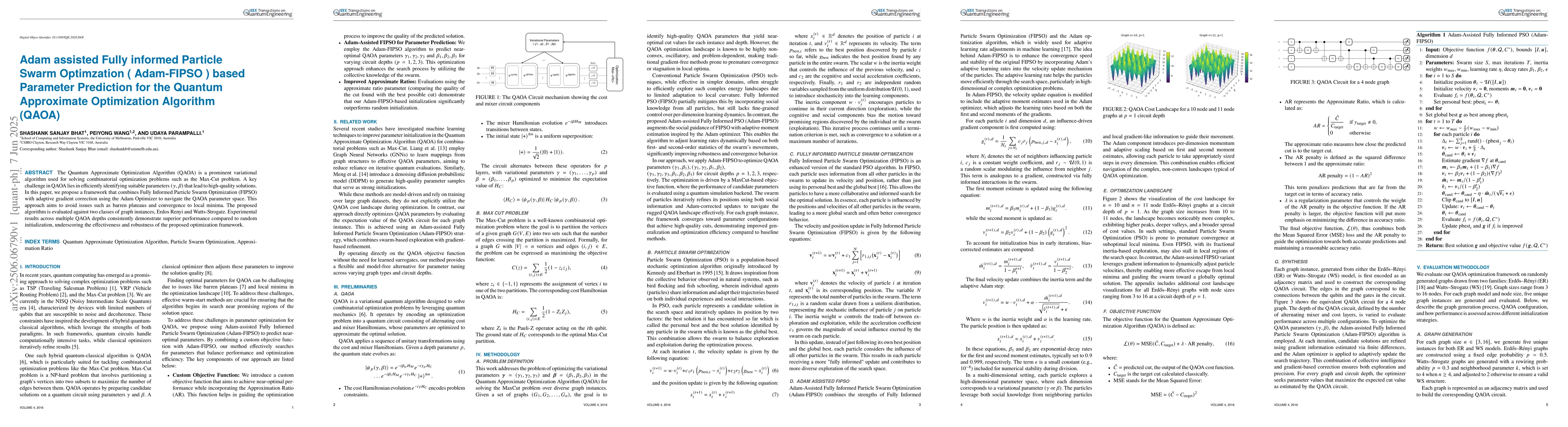 Thumbnail for Adam assisted Fully informed Particle Swarm Optimzation ( Adam-FIPSO )
  based Parameter Prediction for the Quantum Approximate Optimization Algorithm
  (QAOA)