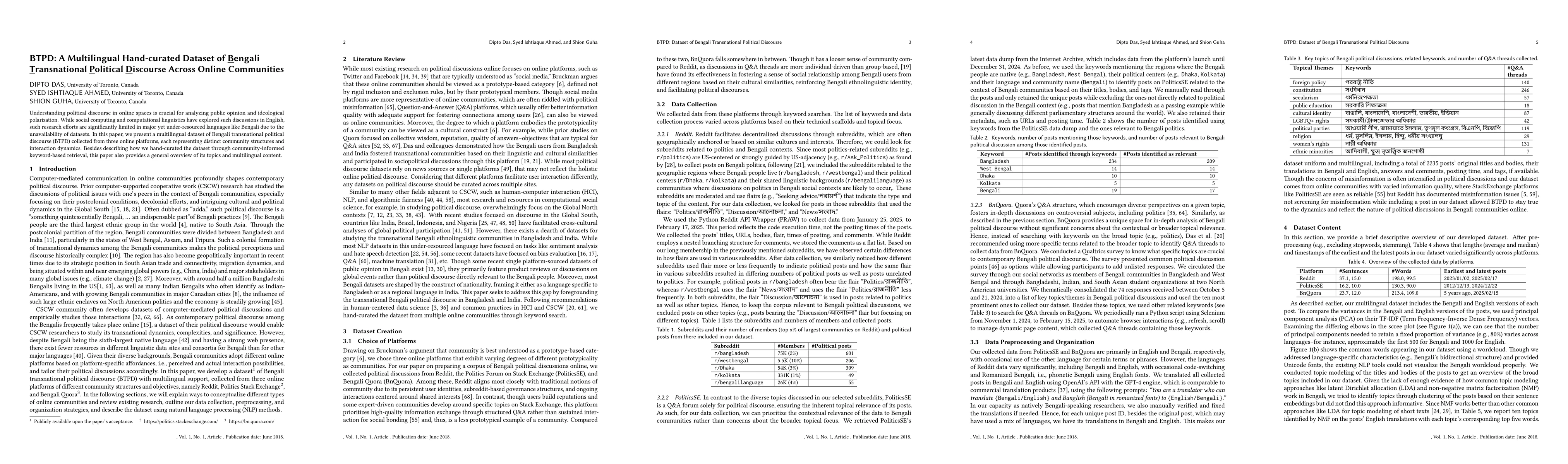 Thumbnail for BTPD: A Multilingual Hand-curated Dataset of Bengali Transnational
  Political Discourse Across Online Communities