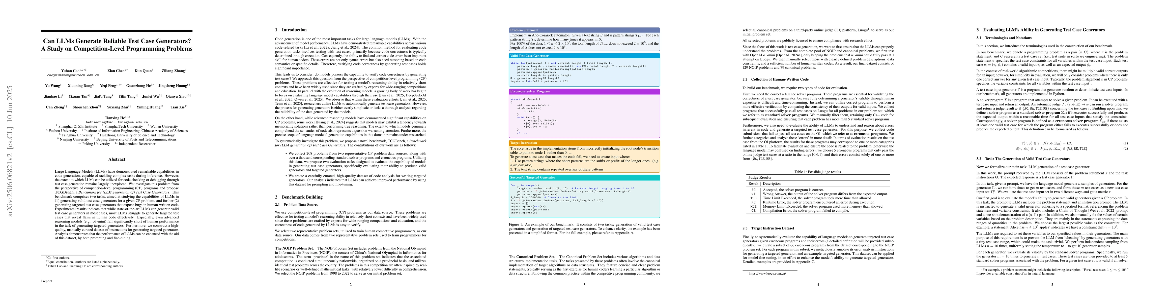 Thumbnail for Can LLMs Generate Reliable Test Case Generators? A Study on
  Competition-Level Programming Problems