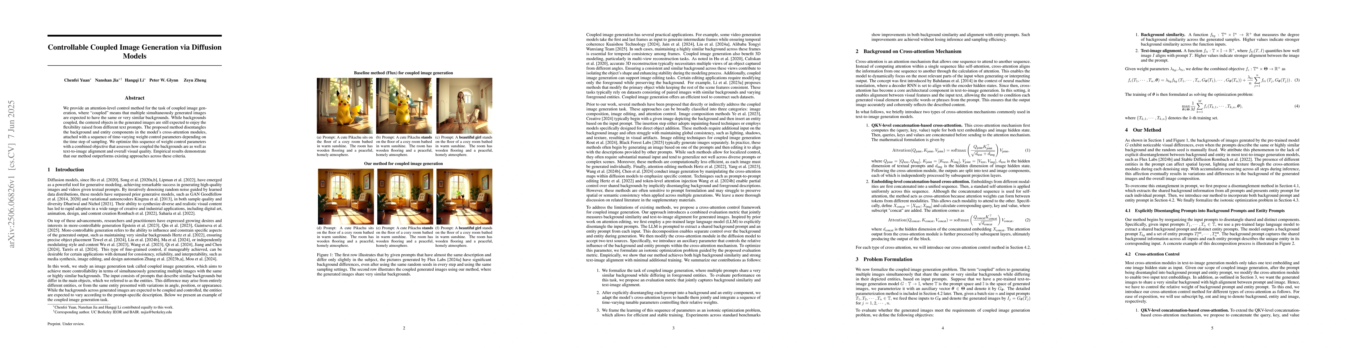 Thumbnail for Controllable Coupled Image Generation via Diffusion Models