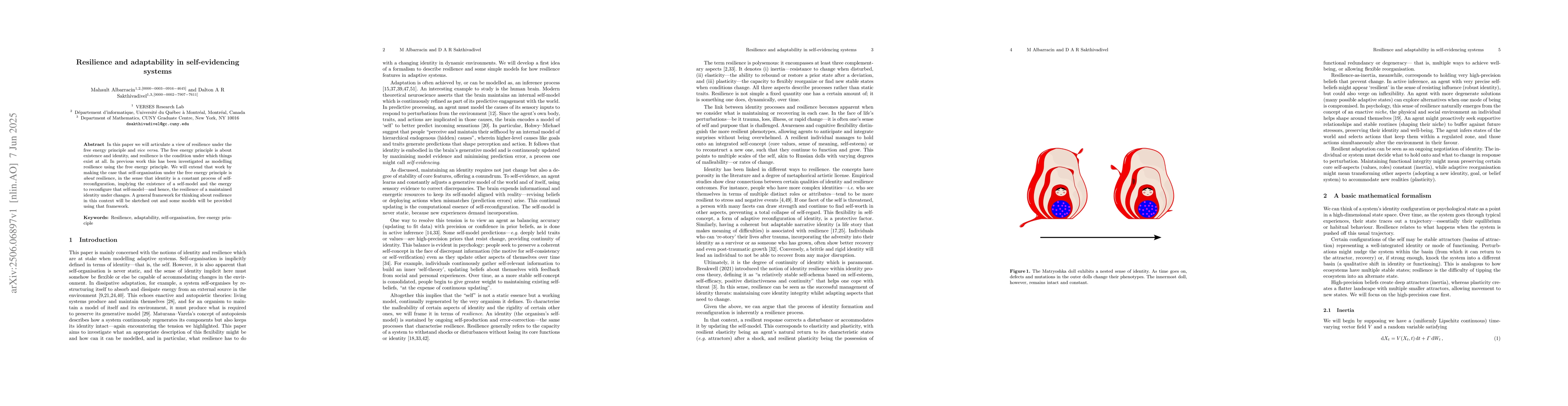 Thumbnail for Resilience and adaptability in self-evidencing systems