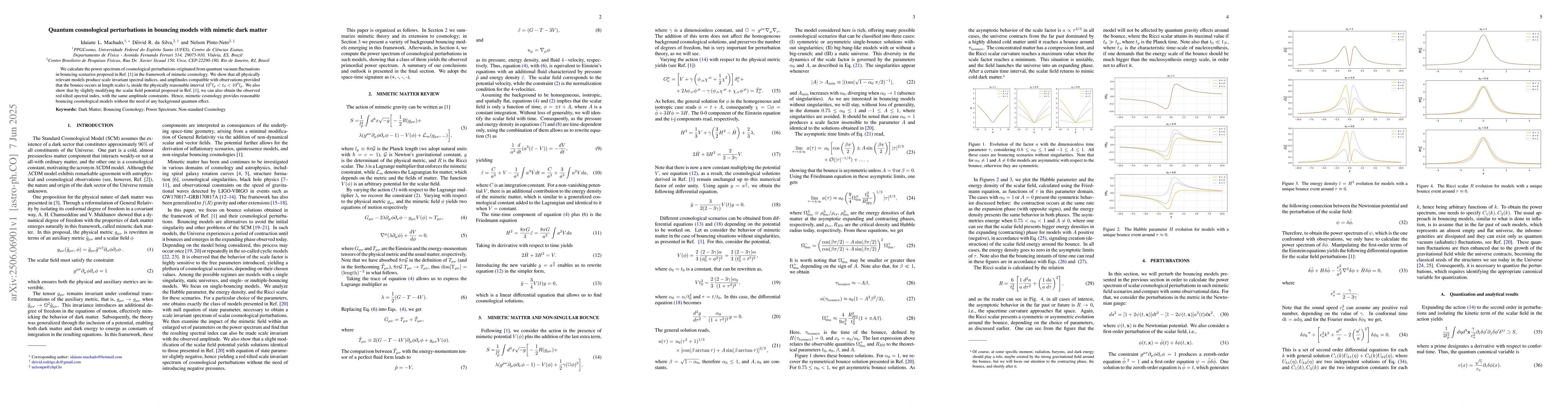 Thumbnail for Quantum cosmological perturbations in bouncing models with mimetic dark
  matter