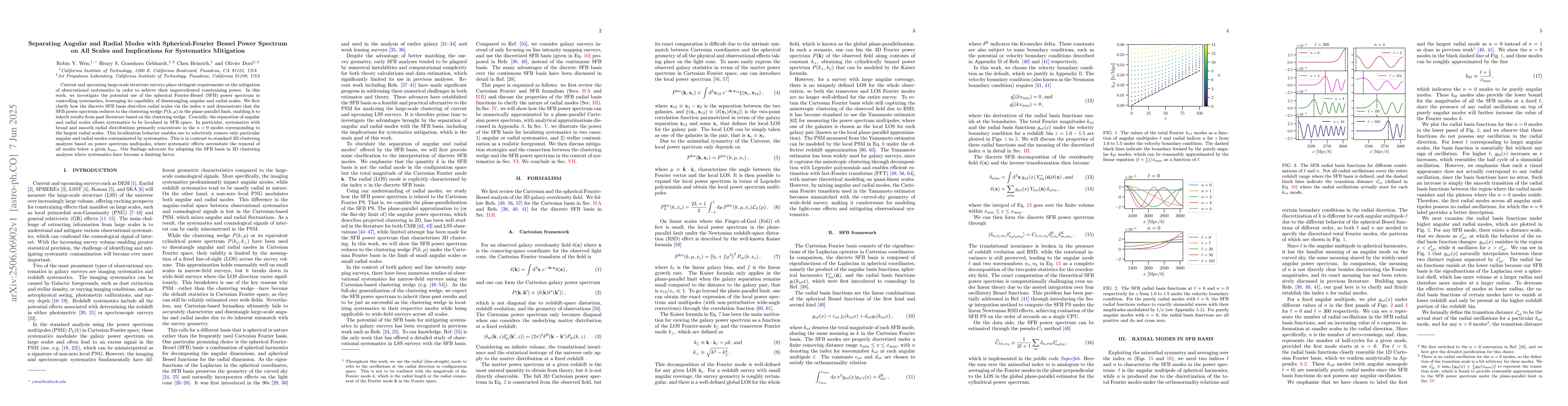 Thumbnail for Separating Angular and Radial Modes with Spherical-Fourier Bessel Power
  Spectrum on All Scales and Implications for Systematics Mitigation