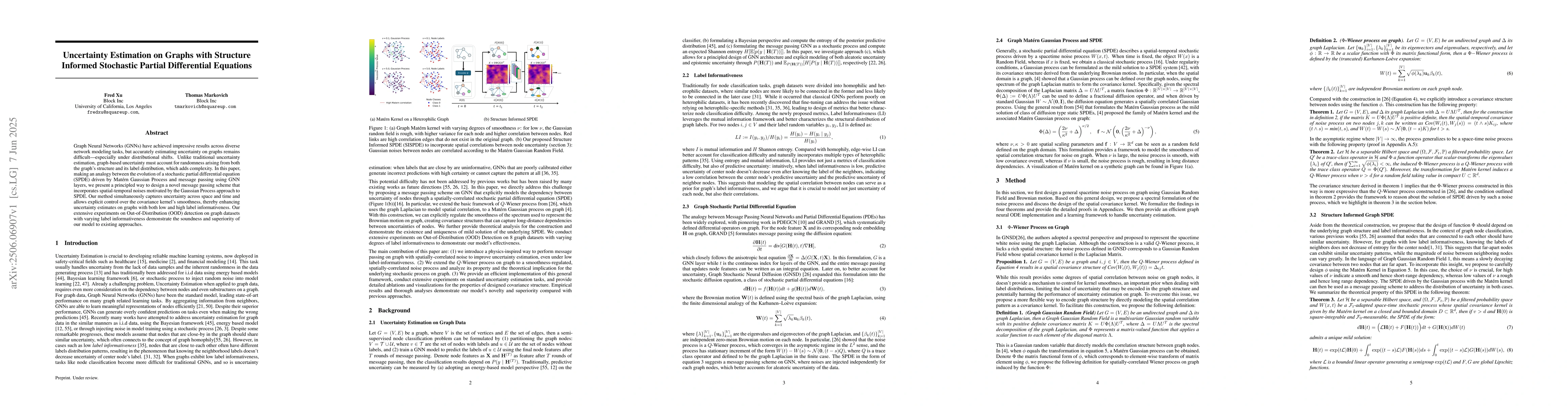 Thumbnail for Uncertainty Estimation on Graphs with Structure Informed Stochastic
  Partial Differential Equations