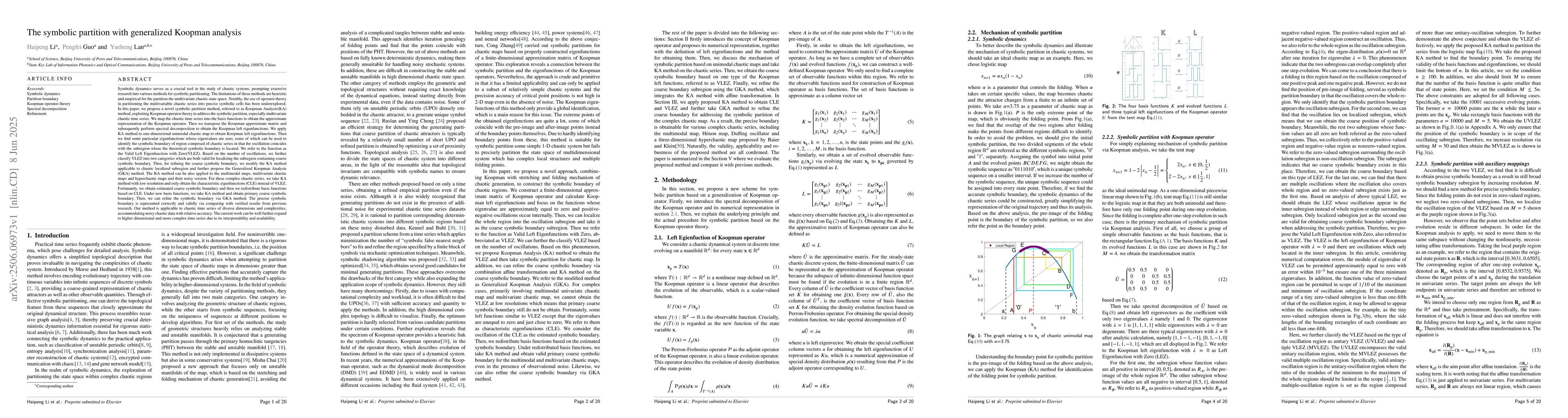 Thumbnail for The symbolic partition with generalized Koopman analysis