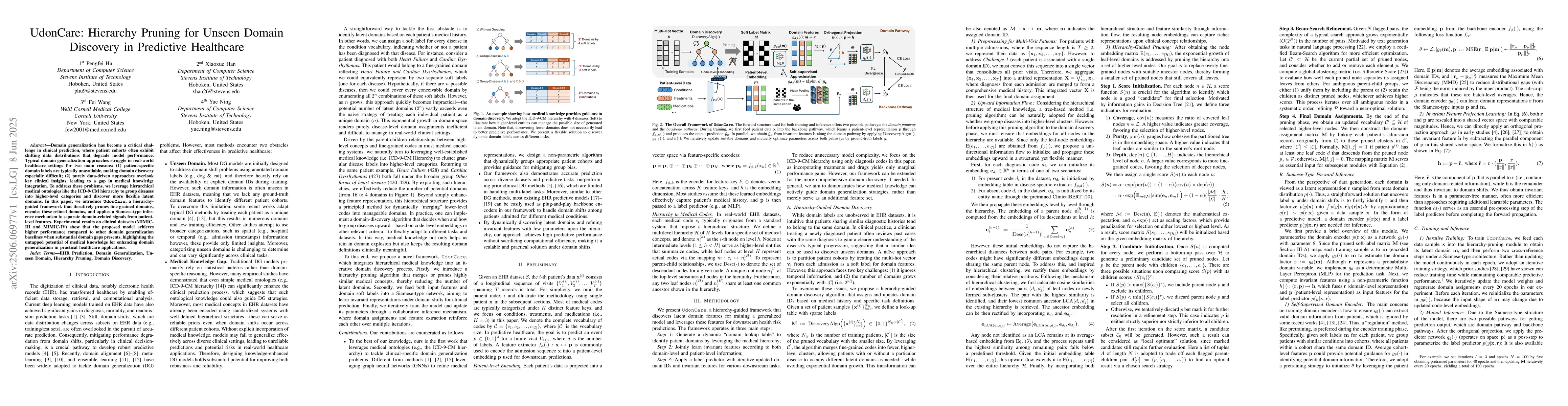 Thumbnail for UdonCare: Hierarchy Pruning for Unseen Domain Discovery in Predictive
  Healthcare