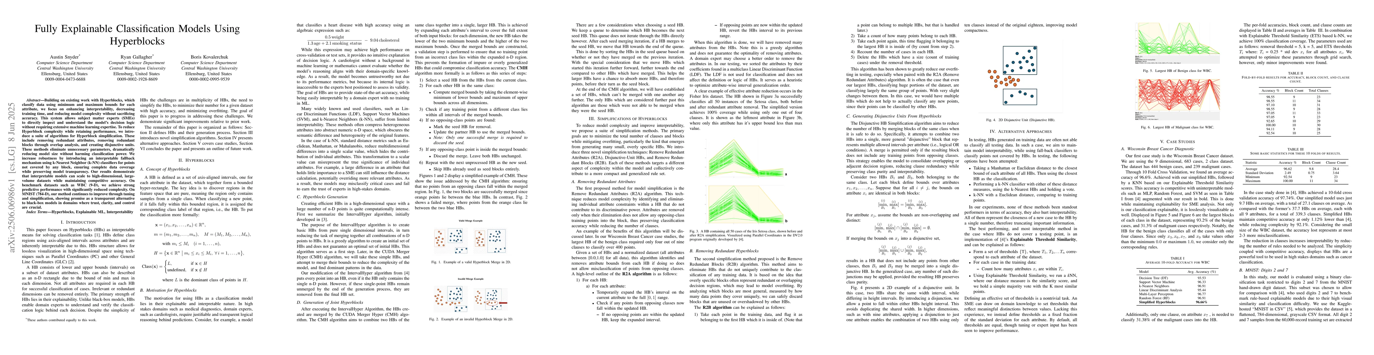 Thumbnail for Fully Explainable Classification Models Using Hyperblocks