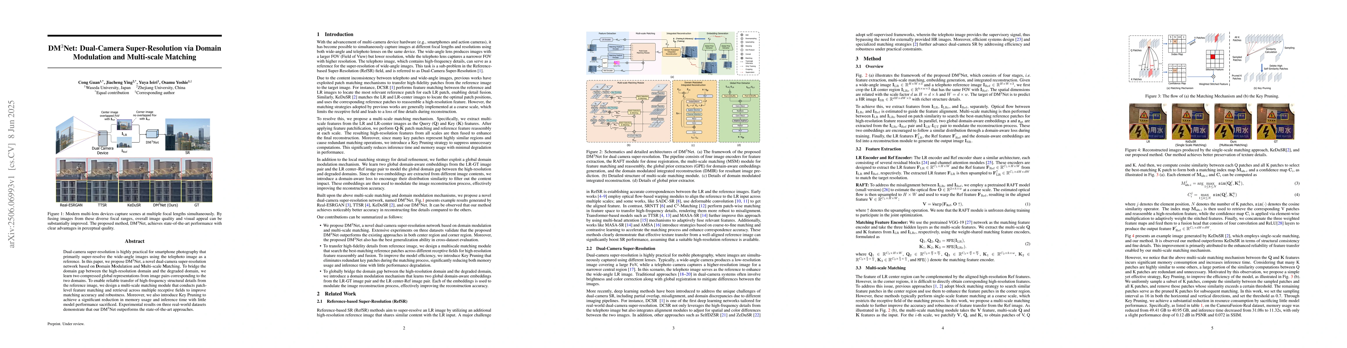 Thumbnail for DM$^3$Net: Dual-Camera Super-Resolution via Domain Modulation and
  Multi-scale Matching