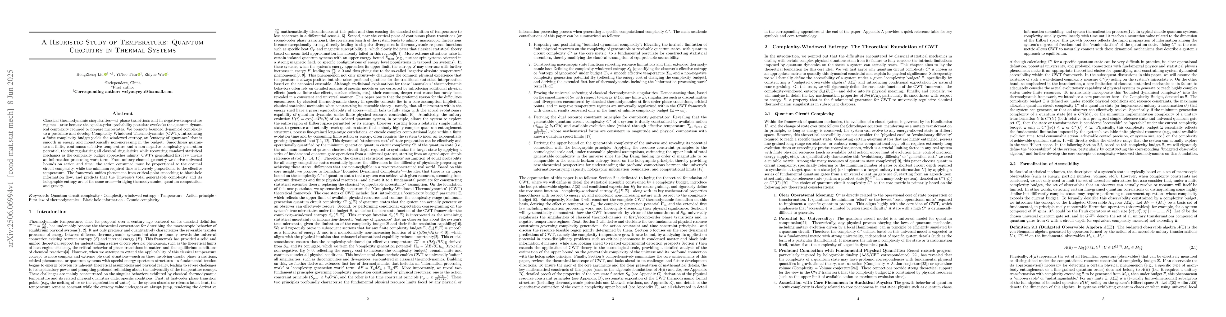 Thumbnail for A Heuristic Study of Temperature: Quantum Circuitry in Thermal Systems