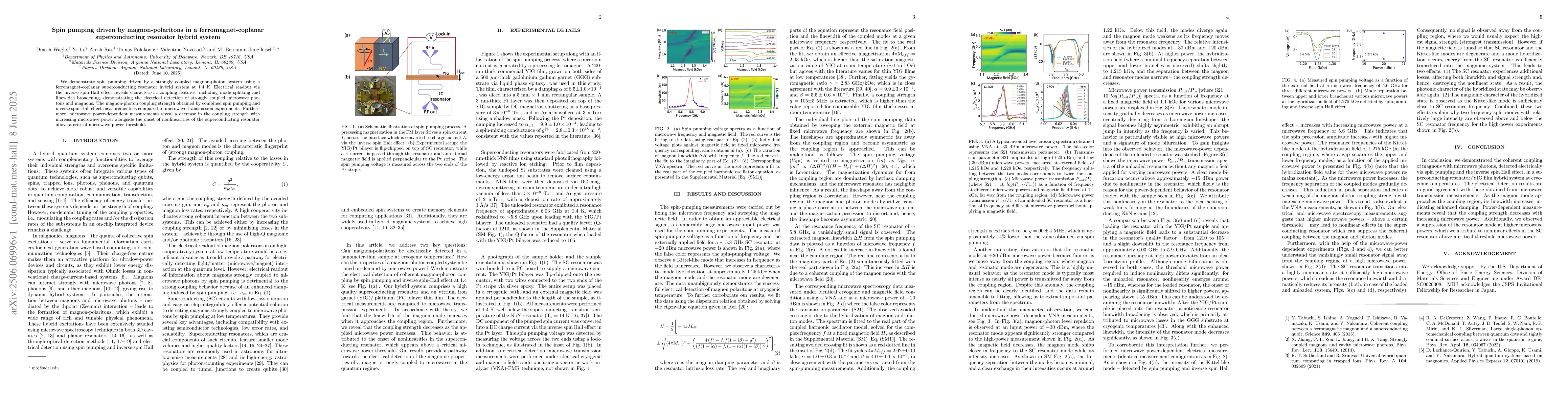 Thumbnail for Spin pumping driven by magnon-polaritons in a ferromagnet-coplanar
  superconducting resonator hybrid system