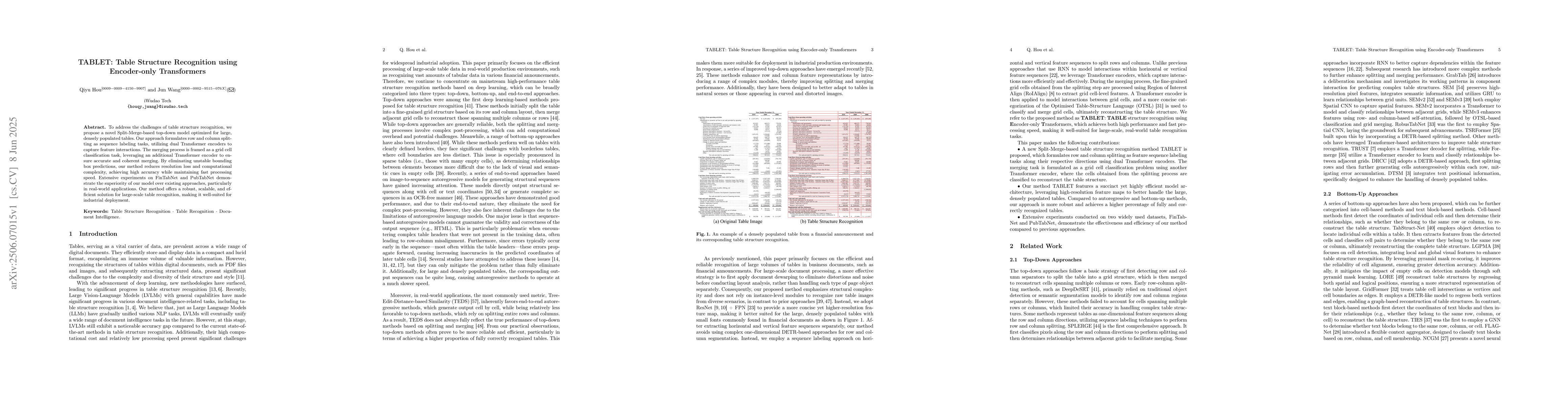 Thumbnail for TABLET: Table Structure Recognition using Encoder-only Transformers